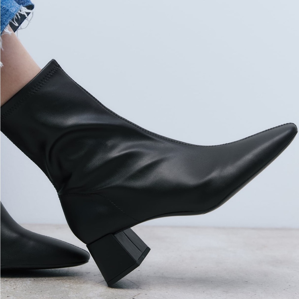 Zara Wide Heeled Ankle Boots